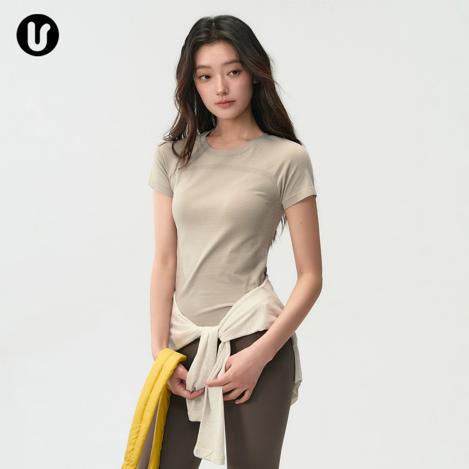瑜伽服短袖女圆领速干户外跑步运动t恤修身普拉提训练服健身上衣